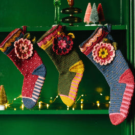 Janie Crow Glitzy Festive Stocking Pattern in Stylecraft Life Dk, Highland Heathers Dk and Special Dk