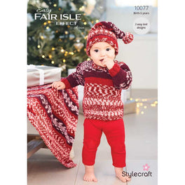 Sweater Blanket and Hat in Stylecraft Easy Fair Isle Effect - Digital Version 10077