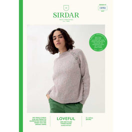 Buttoned Raglan Sweater in Sirdar Loveful Tweed Dk 100% Recycled - Digital Version 10781