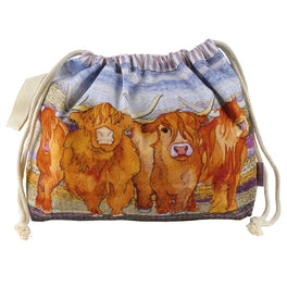 Emma Ball Drawstring Bag - Highland Cows