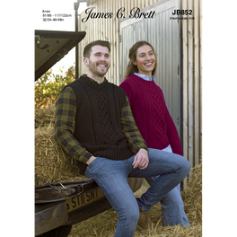 Sweater and Slipover in James C Brett Croftland Aran