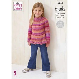 Girl's Sweaters in King Cole Cottagespun Chunky