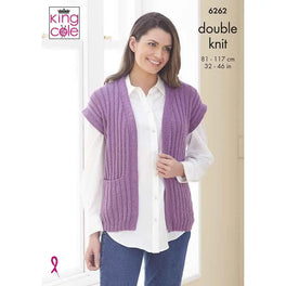 Sweater & Sleeveless Jacket in King Cole Orchard Dk