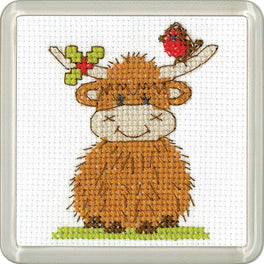 Highland Robin & Holly - Heritage Crafts Coaster Kit