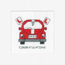 Driving Test Greetings Card - Heritage Crafts Cross Stitch Kit