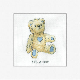 It's A Boy Greetings Card - Heritage Crafts Cross Stitch Kit