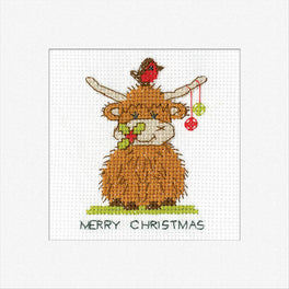 Highland Baubles Greetings Card - Heritage Crafts Cross Stitch Kit