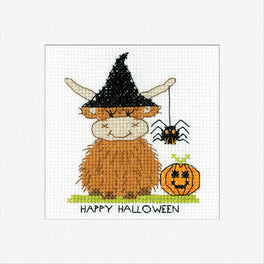 Highland Halloween Greetings Card - Heritage Crafts Cross Stitch Kit