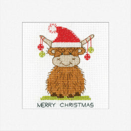 Highland Santa Greetings Card - Heritage Crafts Cross Stitch Kit