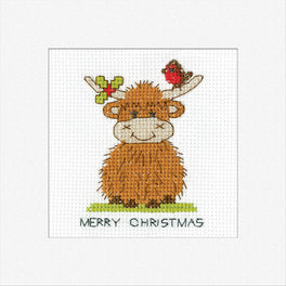 Highland Robin and Holly Greetings Card - Heritage Crafts Cross Stitch Kit