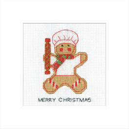 Gingerbread Baker Boy Greetings Card - Heritage Crafts Cross Stitch Kit