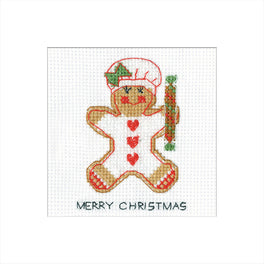 Gingerbread Baker Girl Greetings Card - Heritage Crafts Cross Stitch Kit