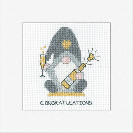 Gonk Congratulations Greetings Card - Heritage Crafts Cross Stitch Kit