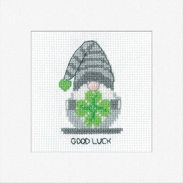 Gonk Good Luck Greetings Card - Heritage Crafts Cross Stitch Kit