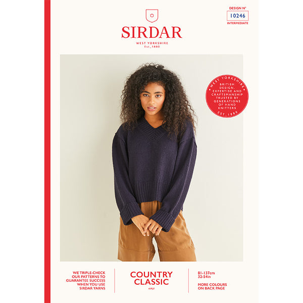 Free Download - Boxy V Neck Sweater in Sirdar Country Classic