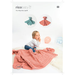 Blanket, Teddy and Rabbit Cuddle Blankets in Rico Baby Cotton Soft Dk