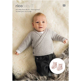 Rico Babies Cardigan & Socks Knitting Pattern in Baby Dream Uni DK