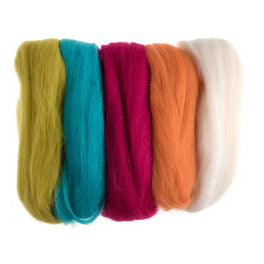 Natural Wool Roving: Assorted Neon Brights 50g